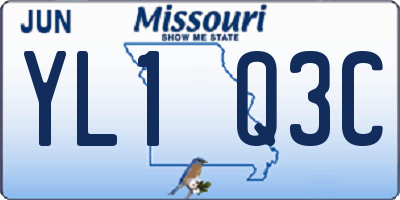 MO license plate YL1Q3C