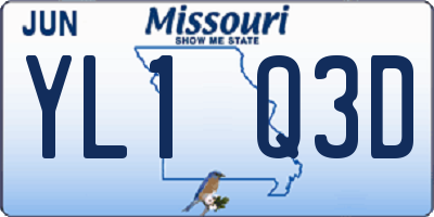 MO license plate YL1Q3D