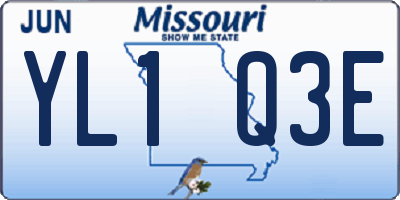 MO license plate YL1Q3E