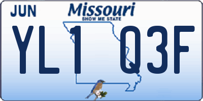 MO license plate YL1Q3F