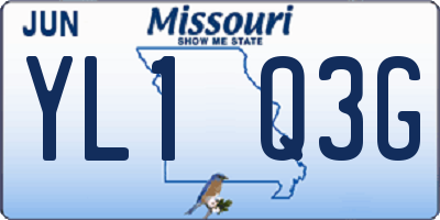 MO license plate YL1Q3G