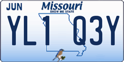 MO license plate YL1Q3Y