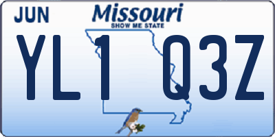 MO license plate YL1Q3Z