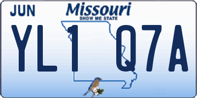 MO license plate YL1Q7A