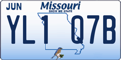 MO license plate YL1Q7B