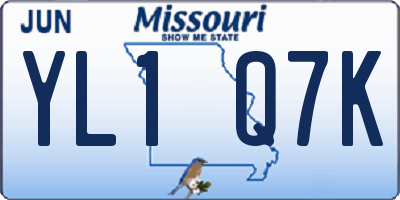 MO license plate YL1Q7K
