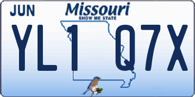 MO license plate YL1Q7X