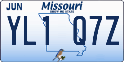 MO license plate YL1Q7Z