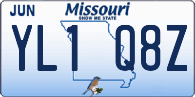 MO license plate YL1Q8Z
