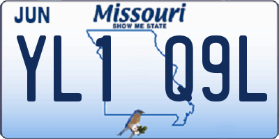 MO license plate YL1Q9L