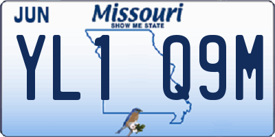MO license plate YL1Q9M
