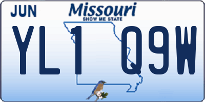 MO license plate YL1Q9W