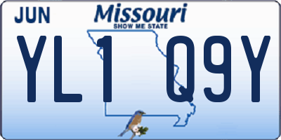 MO license plate YL1Q9Y