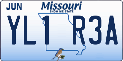 MO license plate YL1R3A