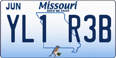MO license plate YL1R3B
