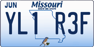 MO license plate YL1R3F
