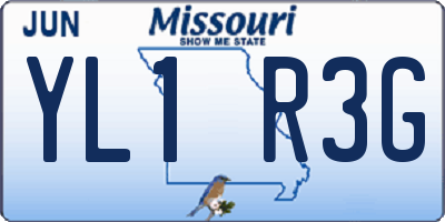 MO license plate YL1R3G