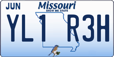 MO license plate YL1R3H
