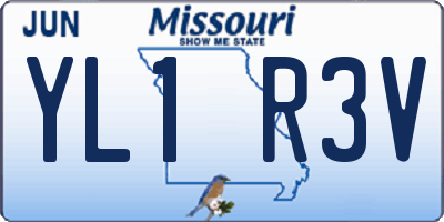 MO license plate YL1R3V