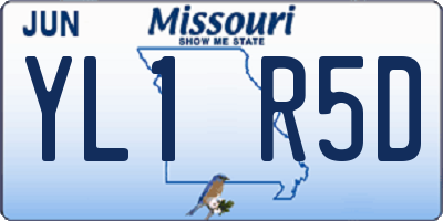 MO license plate YL1R5D