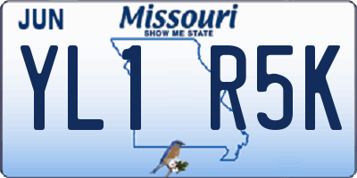 MO license plate YL1R5K