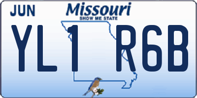 MO license plate YL1R6B