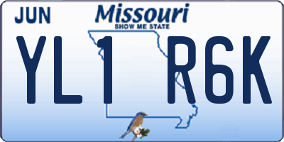MO license plate YL1R6K