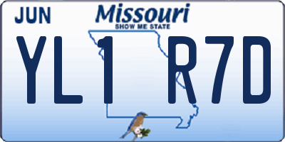 MO license plate YL1R7D