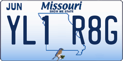 MO license plate YL1R8G