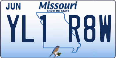 MO license plate YL1R8W