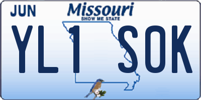 MO license plate YL1S0K