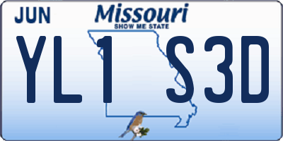 MO license plate YL1S3D
