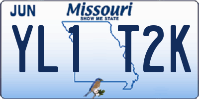 MO license plate YL1T2K