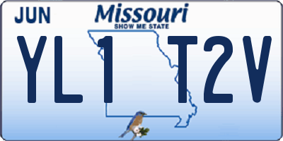 MO license plate YL1T2V