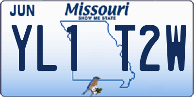 MO license plate YL1T2W
