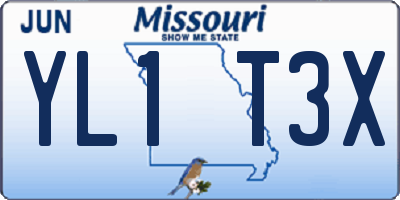 MO license plate YL1T3X