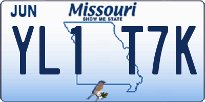 MO license plate YL1T7K