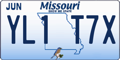 MO license plate YL1T7X