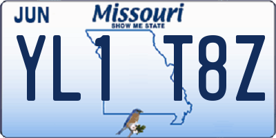MO license plate YL1T8Z