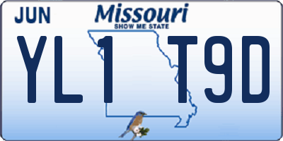 MO license plate YL1T9D