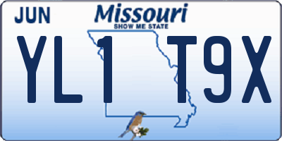 MO license plate YL1T9X
