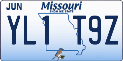 MO license plate YL1T9Z