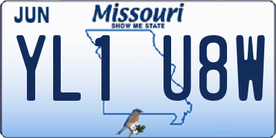 MO license plate YL1U8W