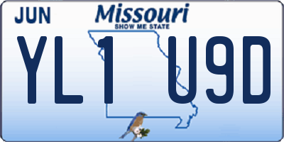 MO license plate YL1U9D