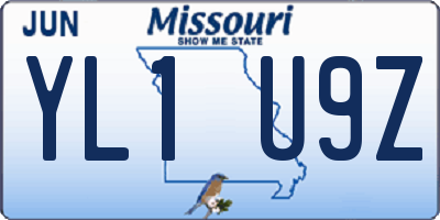 MO license plate YL1U9Z