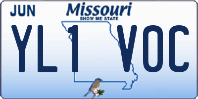MO license plate YL1V0C