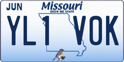 MO license plate YL1V0K