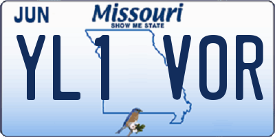 MO license plate YL1V0R