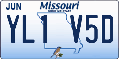 MO license plate YL1V5D