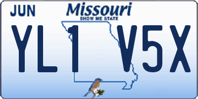 MO license plate YL1V5X